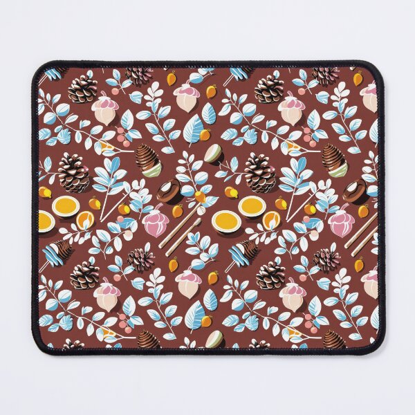 Item preview, Colorful seamless pattern of leaves and nature on a terracotta backdrop designed and sold by MiraCleAI.