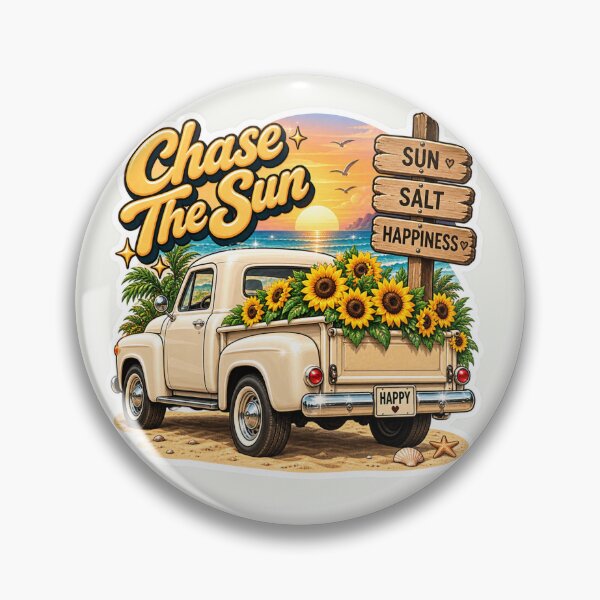 Item preview, Chase The Sun Vintage Truck Sticker – Retro Beach, Sunflower & Summer Road Trip designed and sold by AstraDrip Studio.