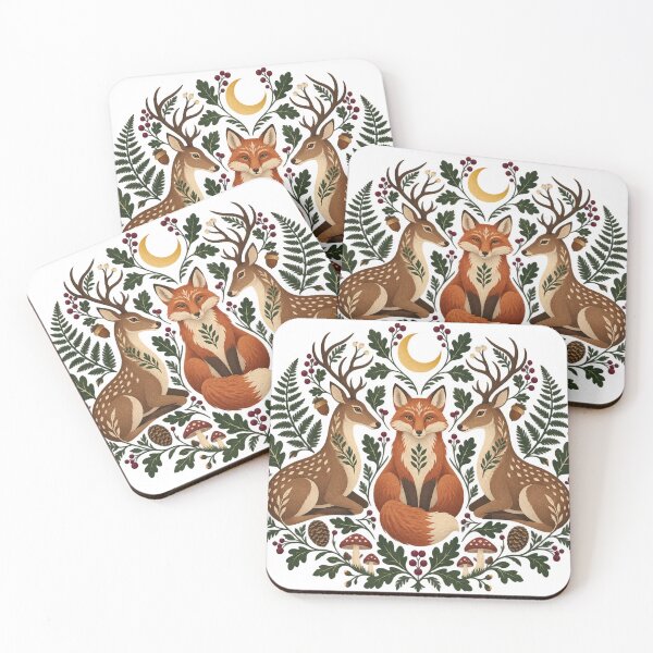 Item preview, Fox and Deer Autumn Folk Emblem designed and sold by Fernova.