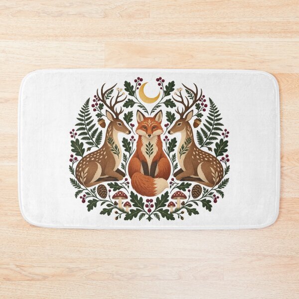Item preview, Fox and Deer Autumn Folk Emblem designed and sold by Fernova.