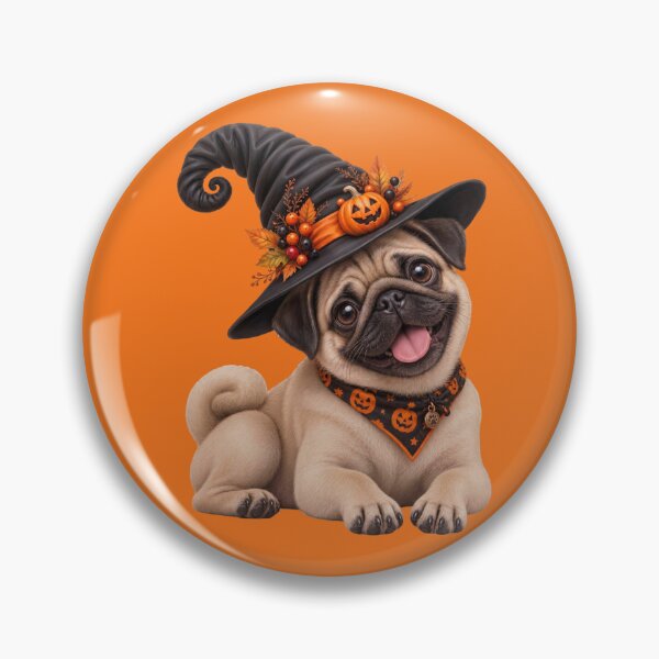 Item preview, Cute Pug Witch with Pumpkin Hat and Halloween Bandana designed and sold by MythicMood.