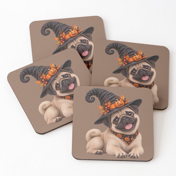 Item preview, Cute Pug Witch with Pumpkin Hat and Halloween Bandana designed and sold by MythicMood.