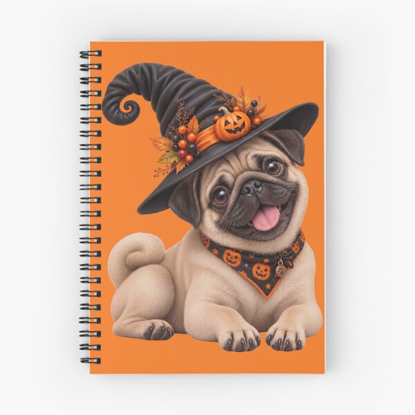 Item preview, Cute Pug Witch with Pumpkin Hat and Halloween Bandana designed and sold by MythicMood.