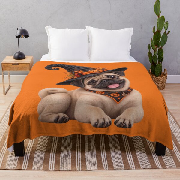 Item preview, Cute Pug Witch with Pumpkin Hat and Halloween Bandana designed and sold by MythicMood.
