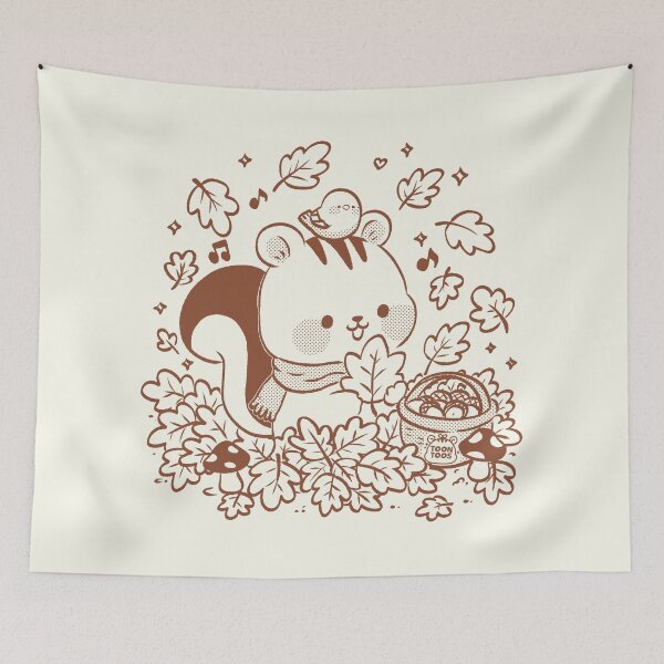 Item preview, Cute Squirrel Autumn Vibes | Cozy Fall Leaves Kawaii Illustration designed and sold by ToonToos.