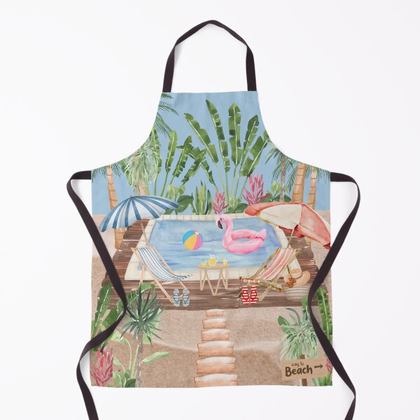 Item preview, Watercolor Tropical Pool Oasis and Summer Vacation Resort Art designed and sold by HBBS DESIGNS.