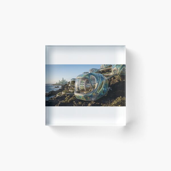 Item preview, Futuristic Solarpunk Cliffside Eco Pod Architecture Illustration designed and sold by lovepower.