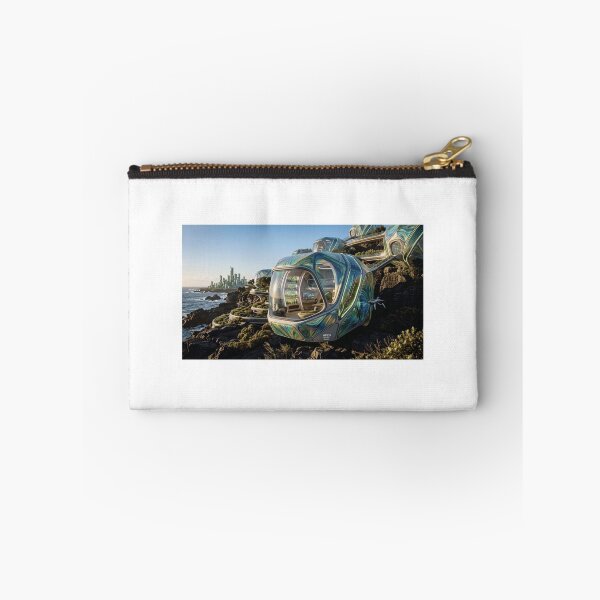 Item preview, Futuristic Solarpunk Cliffside Eco Pod Architecture Illustration designed and sold by lovepower.