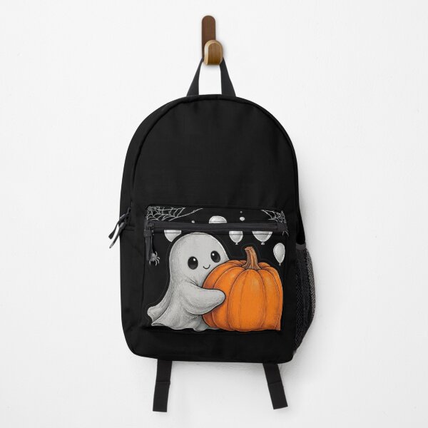Item preview, Cute Ghost Hugging Pumpkin Halloween Kawaii Ghost with Spider Web designed and sold by HealingEraInk.