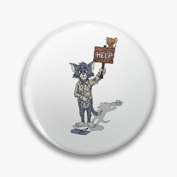 Item preview, Sad Tom and Laughing Jerry holding a HELP sign - Classic Cartoon Mashup Artwork designed and sold by ekraart.