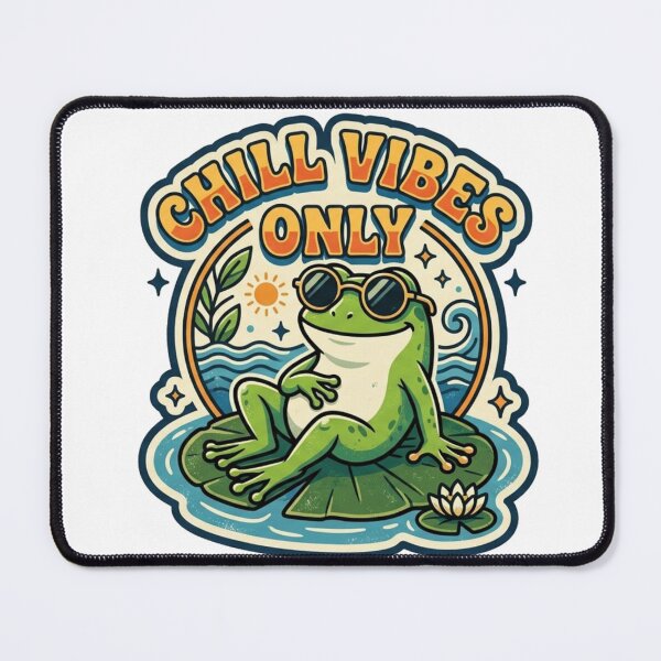 Item preview, Chill Vibes Only Cute Frog Funny Retro Design designed and sold by meghnad.
