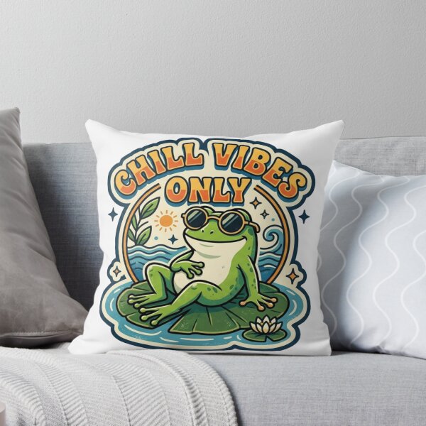 Item preview, Chill Vibes Only Cute Frog Funny Retro Design designed and sold by meghnad.