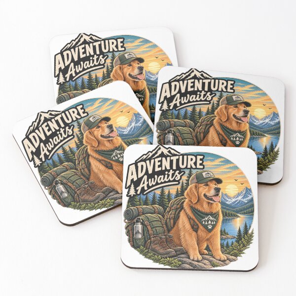 Item preview, Golden Retriever Adventure Awaits Vintage Hiking Badge designed and sold by lovepower.