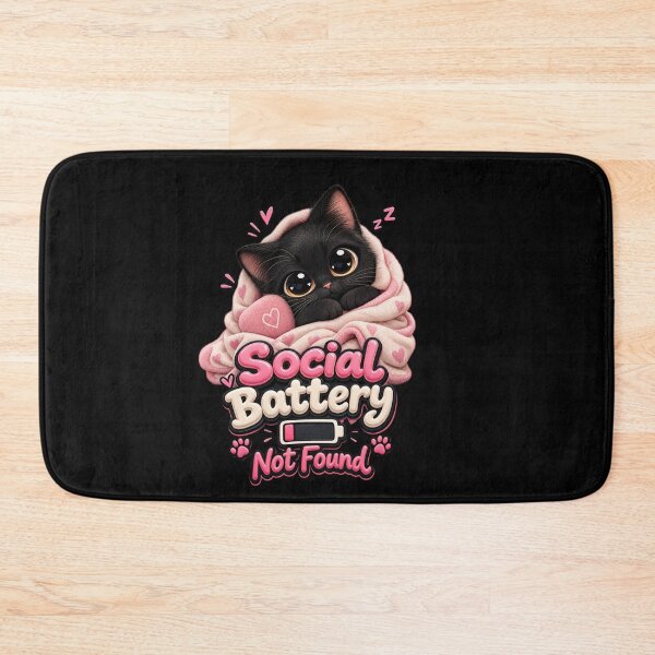 Item preview, Social Battery Not Found – Cute Black Cat Wrapped in Cozy Pink Blanket | Funny Introvert Cat Lover Gift designed and sold by Shuvra Gain.