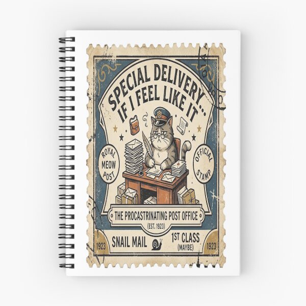 Item preview, Procrastinating Post Office Cat Special Delivery Vintage T-Shirt designed and sold by Sushikidsntoddlers.