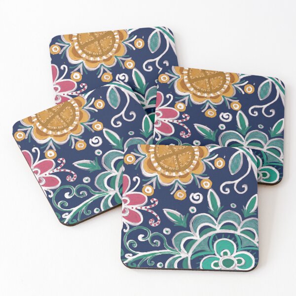 Item preview, Navy Floral Mandala Garden Pattern designed and sold by Fani*.