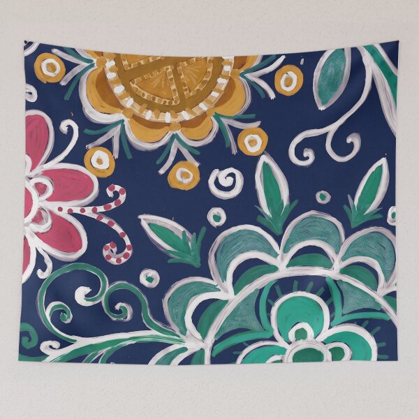 Item preview, Navy Floral Mandala Garden Pattern designed and sold by Fani*.