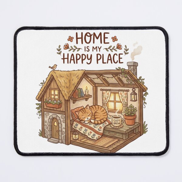 Item preview, Home Is My Happy Place Cozy Cat Introvert Design designed and sold by meghnad.