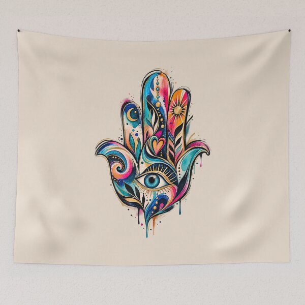 Item preview, Colorful Hamsa Hand with Eye designed and sold by OMdesign10.