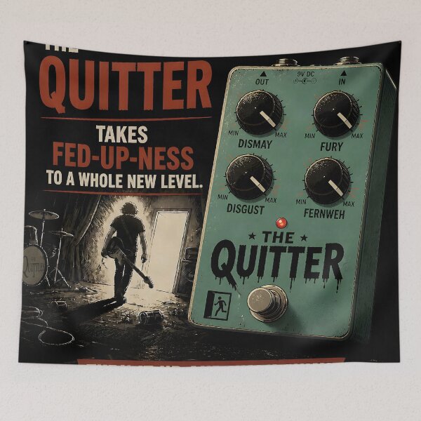 Item preview, The Quitter – a guitar pedal that takes fed-up-ness to a whole new level designed and sold by Mantramontics.