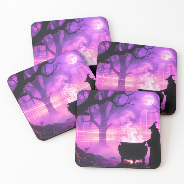Item preview, Synthwave Witch & Cauldron: Purple Spooky Aesthetic designed and sold by Daniela`s shop.