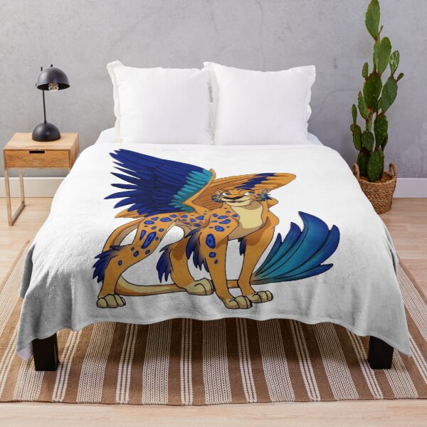 Item preview, Winged Cheetah Fantasy Creature – Blue and Orange Mythical Cat Illustration designed and sold by 4U---Store.
