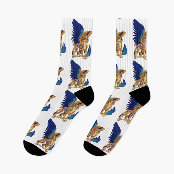 Item preview, Winged Cheetah Fantasy Creature – Blue and Orange Mythical Cat Illustration designed and sold by 4U---Store.