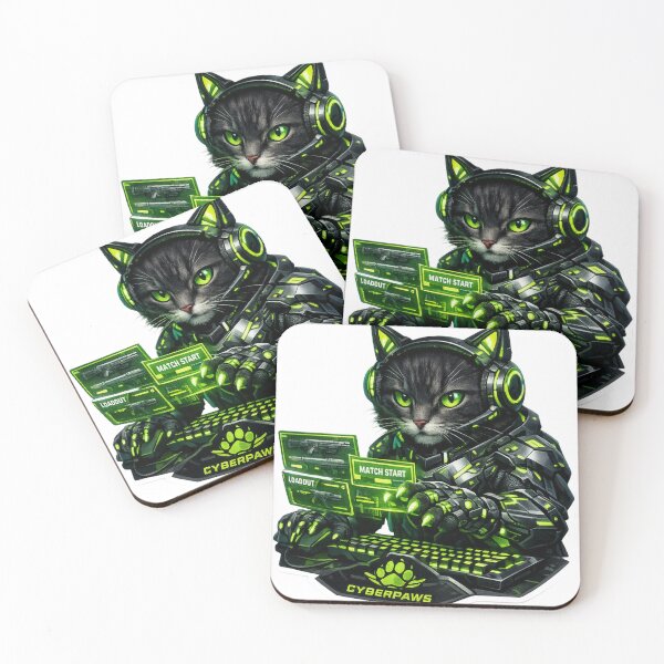 Item preview, Cyberpunk Victory Esports Gamer Cat - Neon Green Cyberpaws Mechanical Armor Sticker designed and sold by CyberPaws Art.