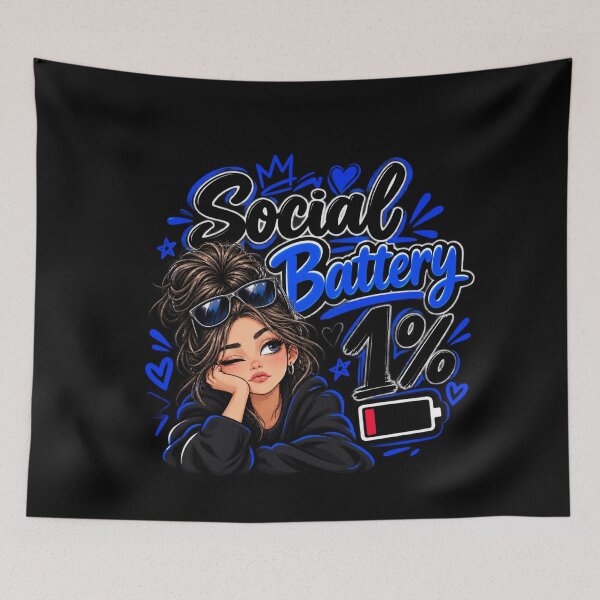 Item preview, Messy Bun Girl Social Battery 1 Percent Cute Introvert T-Shirt designed and sold by Shuvra Gain.