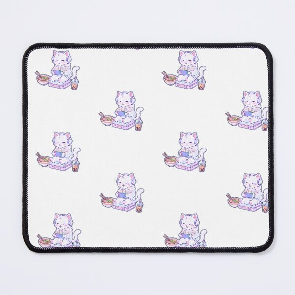 Item preview, Cute Gamer Cat with Ramen & Boba Tea designed and sold by Code&PlayCo..
