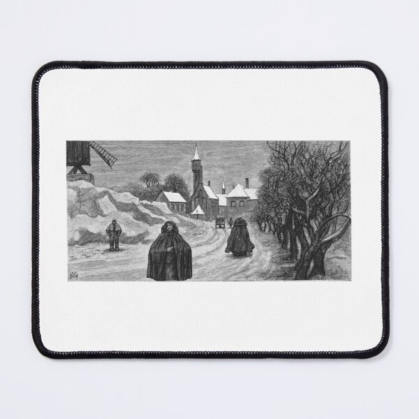 Item preview, Vintage Winter Snow Village Engraving designed and sold by Antique Science Press.