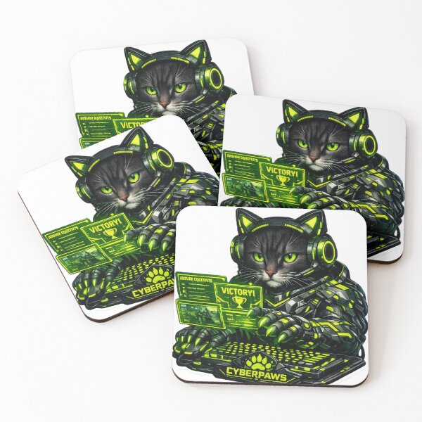 Item preview, Cyberpunk Victory Esports Gamer Cat - Neon Green Cyberpaws Mechanical Armor Sticker designed and sold by CyberPaws Art.