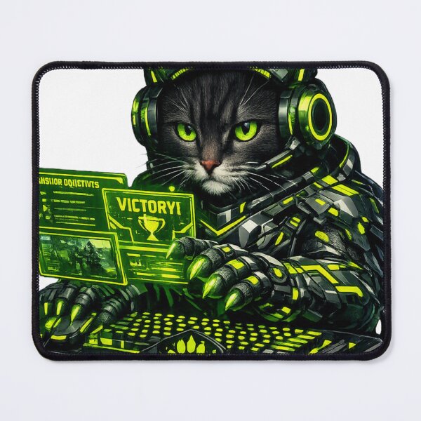 Item preview, Cyberpunk Victory Esports Gamer Cat - Neon Green Cyberpaws Mechanical Armor Sticker designed and sold by CyberPaws Art.