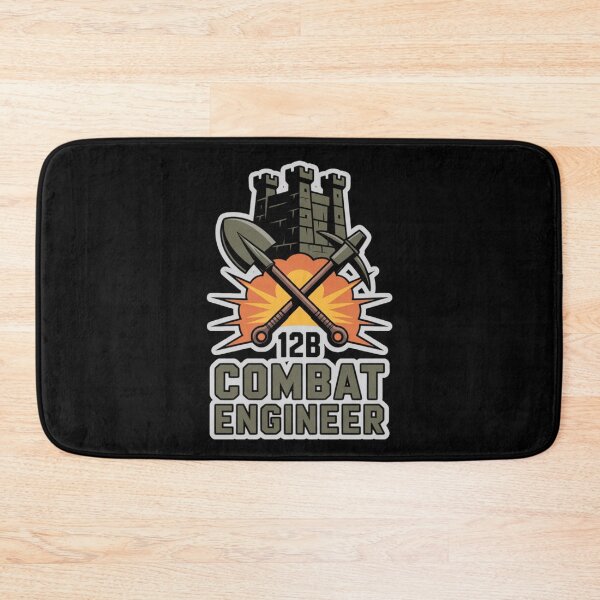 Item preview, 12B Combat Engineer — Castle Tower Emblem with Shovel, Pickaxe, and Explosion U.S. Army MOS Graphic White Outline designed and sold by GFamilyC.