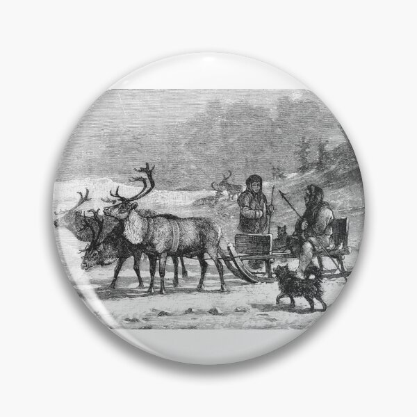 Item preview, Vintage Reindeer Sledding Arctic Engraving designed and sold by Antique Science Press.