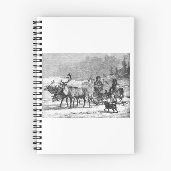 Item preview, Vintage Reindeer Sledding Arctic Engraving designed and sold by Antique Science Press.