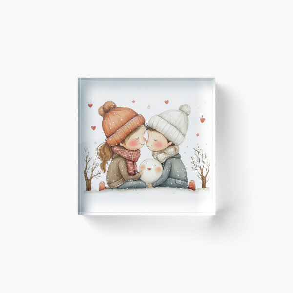 Item preview, Two joyous children embrace in a winter wonderland designed and sold by MiraCleAI.