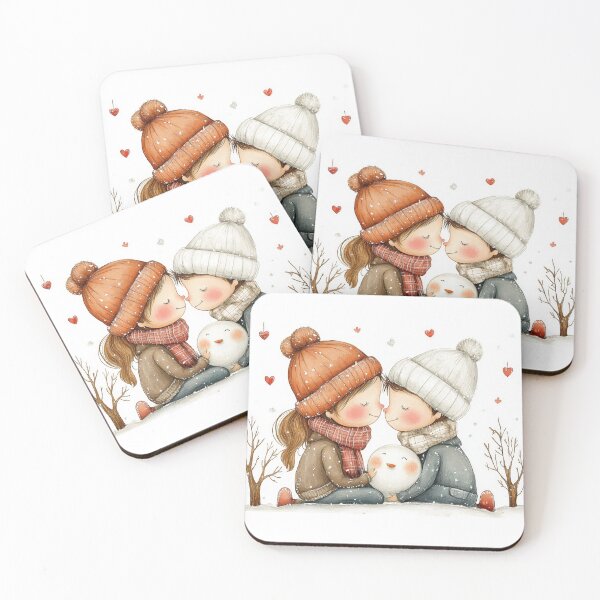 Item preview, Two joyous children embrace in a winter wonderland designed and sold by MiraCleAI.