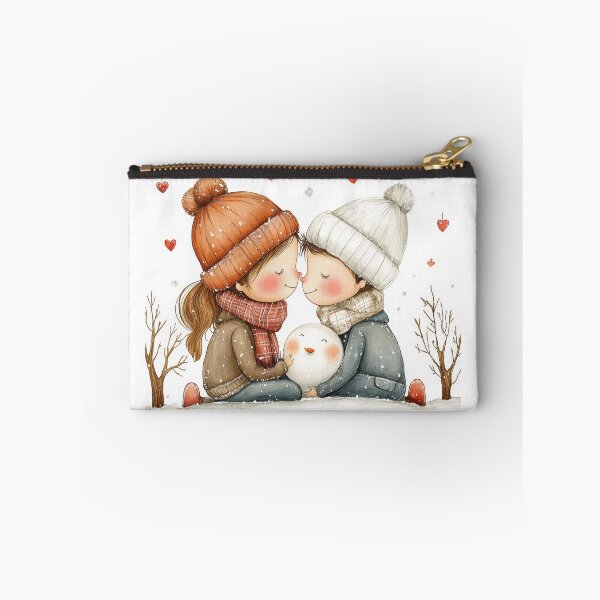 Item preview, Two joyous children embrace in a winter wonderland designed and sold by MiraCleAI.