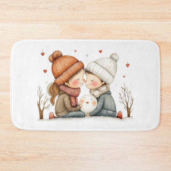 Item preview, Two joyous children embrace in a winter wonderland designed and sold by MiraCleAI.