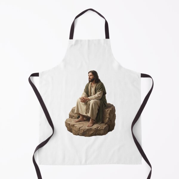 Aperçu de l'œuvre Jésus assis sur un rocher en contemplation créée et vendue par stylishdzign.