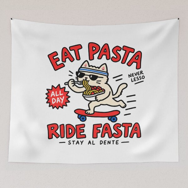 Item preview, Eat Pasta Ride Pasta Funny Cat designed and sold by MonkiFlipp.