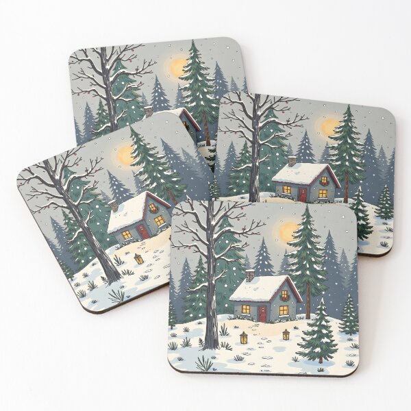 Item preview, Christmas Cottage Snowy Forest Winter Scene designed and sold by Connys Colorful World.