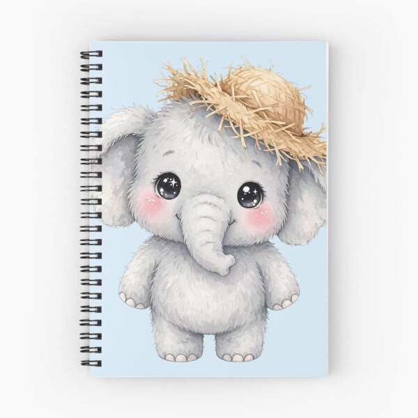 Item preview, Cute Shy Elephant with Straw Hat | Kawaii Watercolor Baby designed and sold by 2Sec.