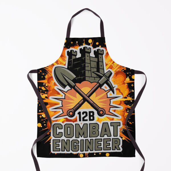 Item preview, 12B Combat Engineer — Castle Tower Emblem with Shovel, Pickaxe, and Massive Explosion U.S. Army MOS Graphic White Outline designed and sold by GFamilyC.