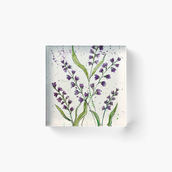 Item preview, Purple Lavender Wildflowers Watercolor Art Print | Ink Botanical Wash⁠ designed and sold by TrazosDelSurArt.