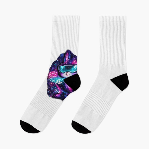 Item preview, Cosmic Cyberpunk Space Cat - Galaxy VR Goggles Hologram Kitten Sticker designed and sold by CyberPaws Art.