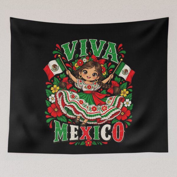Item preview, Mexican Girl Flag Independence Day Girl Kids Viva Mexico designed and sold by GiftsProShop.