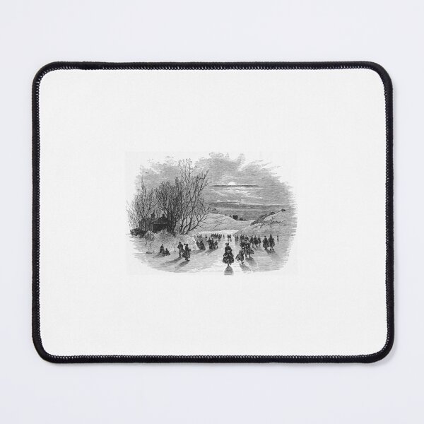 Item preview, Vintage Winter Ice Skating Landscape Engraving designed and sold by Antique Science Press.