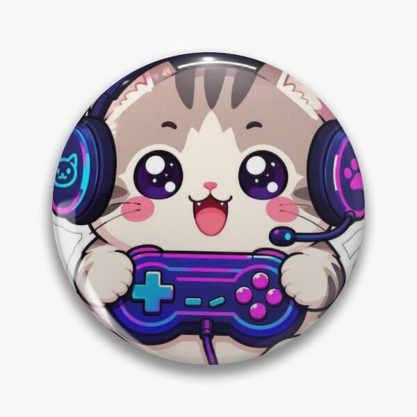 Item preview, Kawaii Gamer Cat - Cute Gaming Kitten with RGB Headphones & Controller Sticker designed and sold by CyberPaws Art.